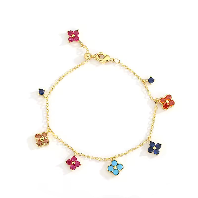 925 Sterling Silver Lucky Clover Zircon Ring – Colorful Women’s Jewelr