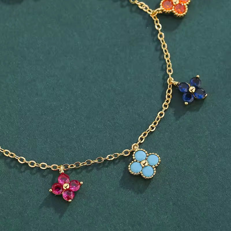 925 Sterling Silver Lucky Clover Zircon Ring – Colorful Women’s Jewelr