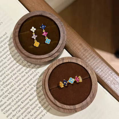 925 Sterling Silver Lucky Clover Zircon Ring – Colorful Women’s Jewelr