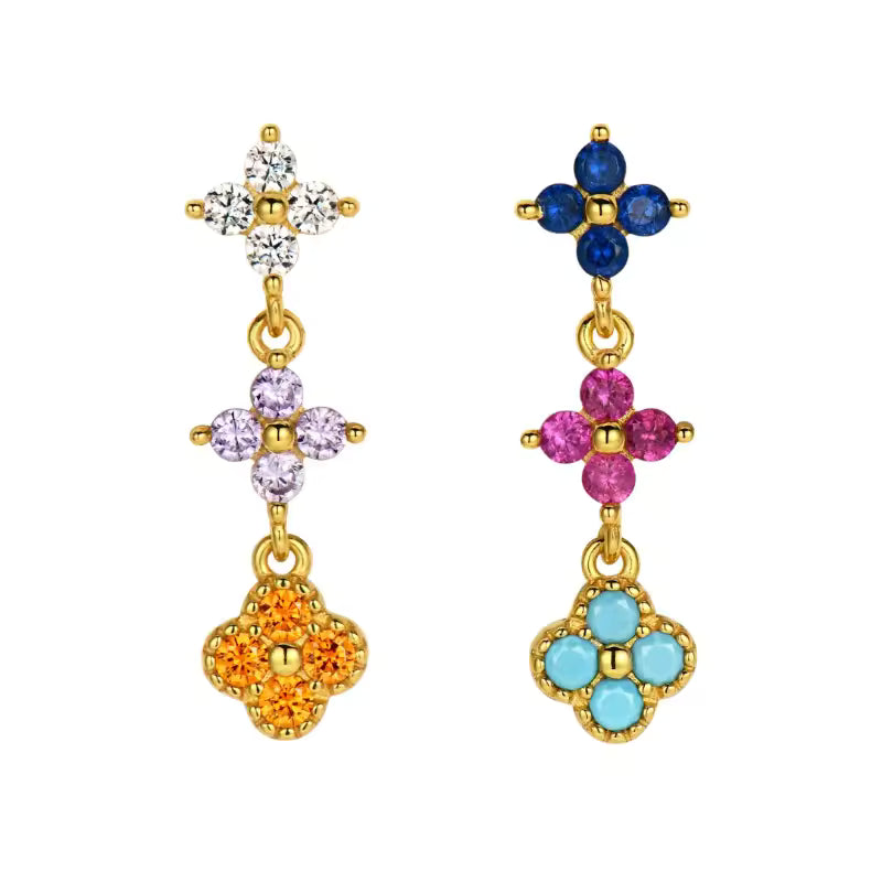 925 Sterling Silver Lucky Clover Zircon Ring – Colorful Women’s Jewelr