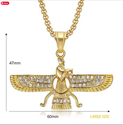 Gold Faravahar Zoroastrian Necklace