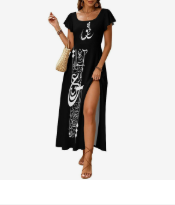 RUMI POETRY FLARED SLIT DRESS