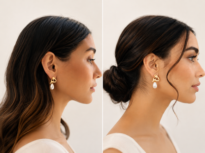 BOUCLES D'OREILLES PERSONNALISÉES LETTRE FARSI ARABE PLAQUÉ OR 18 CARATS