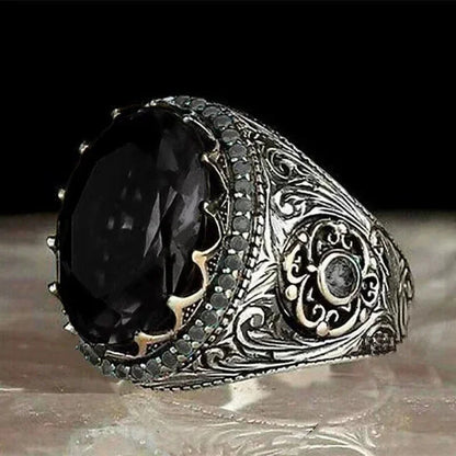 MEN'S LUXURY EMERALD RING – INLAID SAPPHIRE RETRO STYLE