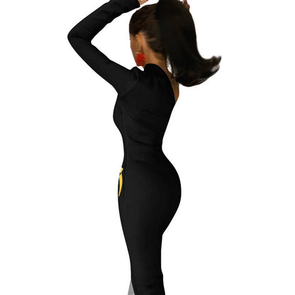 FARSI CALLIGRAPHY ONE SHOULDER SPLIT DRESS – BIQ