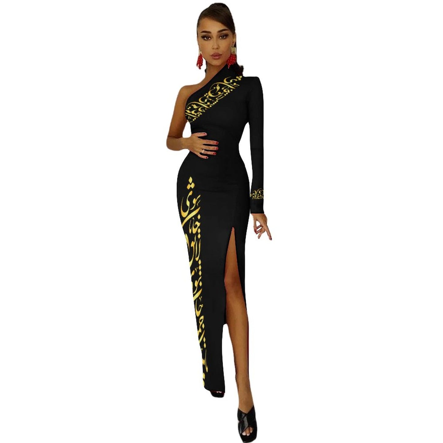 ONE SHOULDER SPLIT DRESS – BODYCON STYLE | باید که جمله جان شوی تا لایق جانان شوی