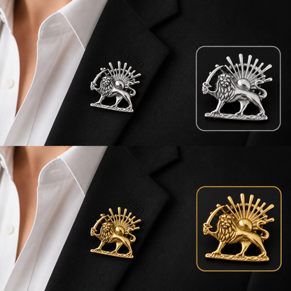 PERSIAN EMPIRE LION & SUN BROOCH