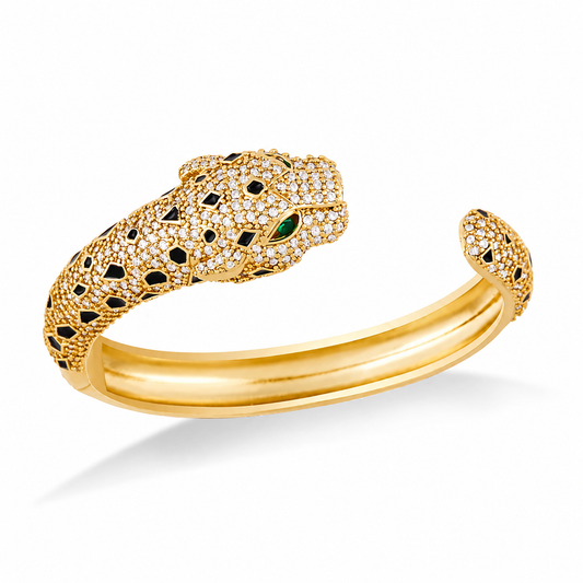 18K GOLD-PLATED LEOPARD ZIRCON BANGLE