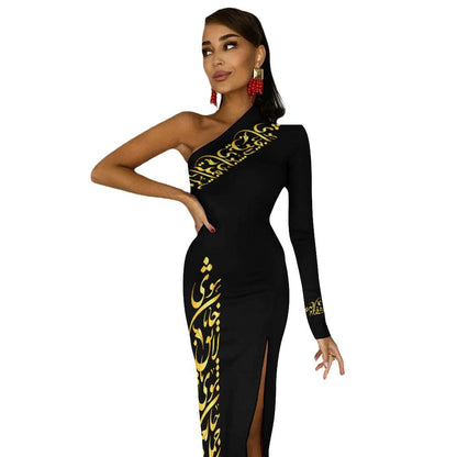 ONE SHOULDER SPLIT DRESS | باید که جمله جان شوی تا لایق جانان شوی