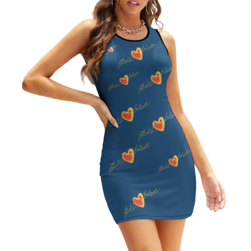 PERSIAN POATRY SLEEVELESS LADIES TANK DRESS