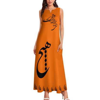 PERSIAN CALLIGRAPHY LOVE HICH MAXI DRESS