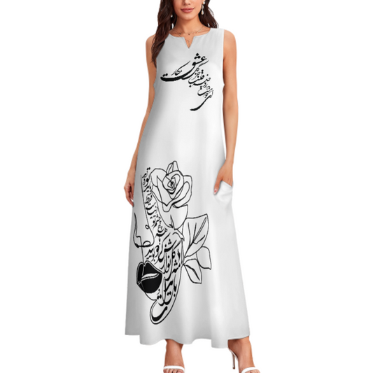 PERSIAN CALLIGRAPHY LOVE HICH MAXI DRESS