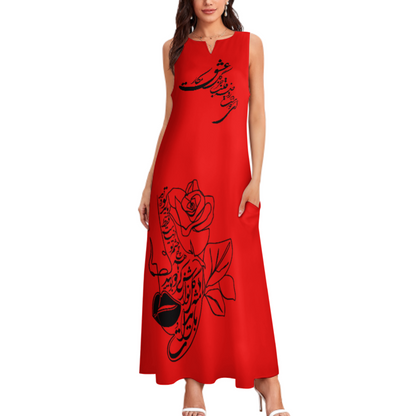PERSIAN CALLIGRAPHY LOVE HICH MAXI DRESS