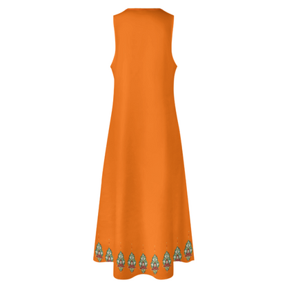 RUMI PERSIAN CALLIGRAPHY SLEEVELESS ANKLE-LENGTH DRESS من هو کشیدم هو مرا
