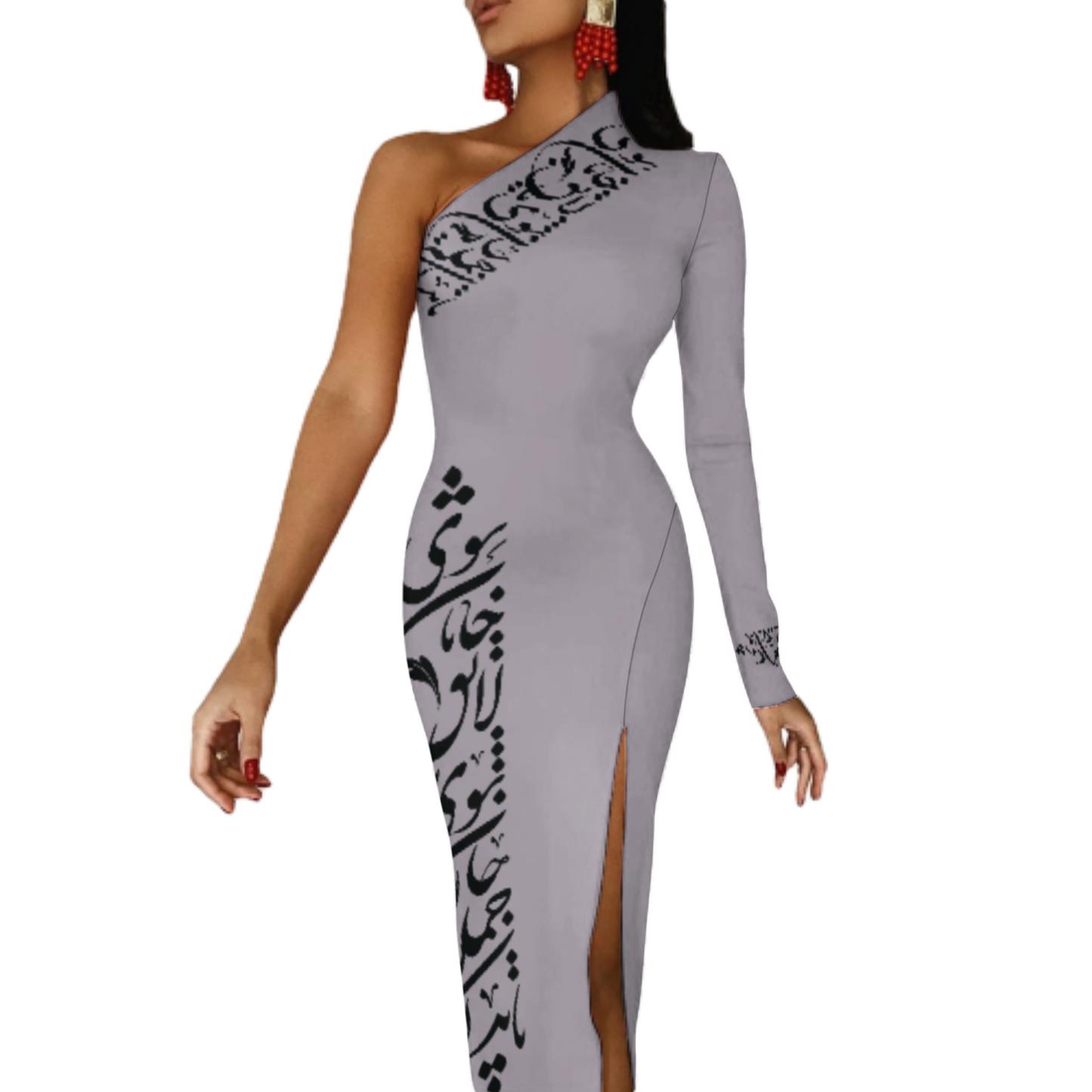 ONE SHOULDER SPLIT DRESS | باید که جمله جان شوی تا لایق جانان شوی