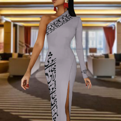 ONE SHOULDER SPLIT DRESS | باید که جمله جان شوی تا لایق جانان شوی
