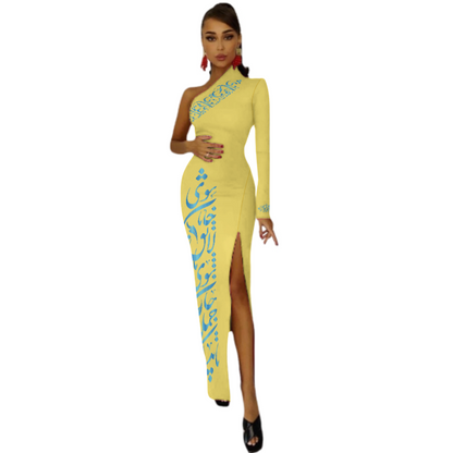 ONE SHOULDER SPLIT DRESS | باید که جمله جان شوی تا لایق جانان شوی