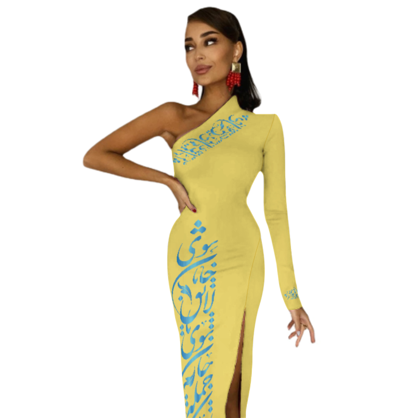 ONE SHOULDER SPLIT DRESS | باید که جمله جان شوی تا لایق جانان شوی