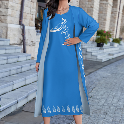 FARSI POETRY LONG DRESS SET WITH CARDIGAN