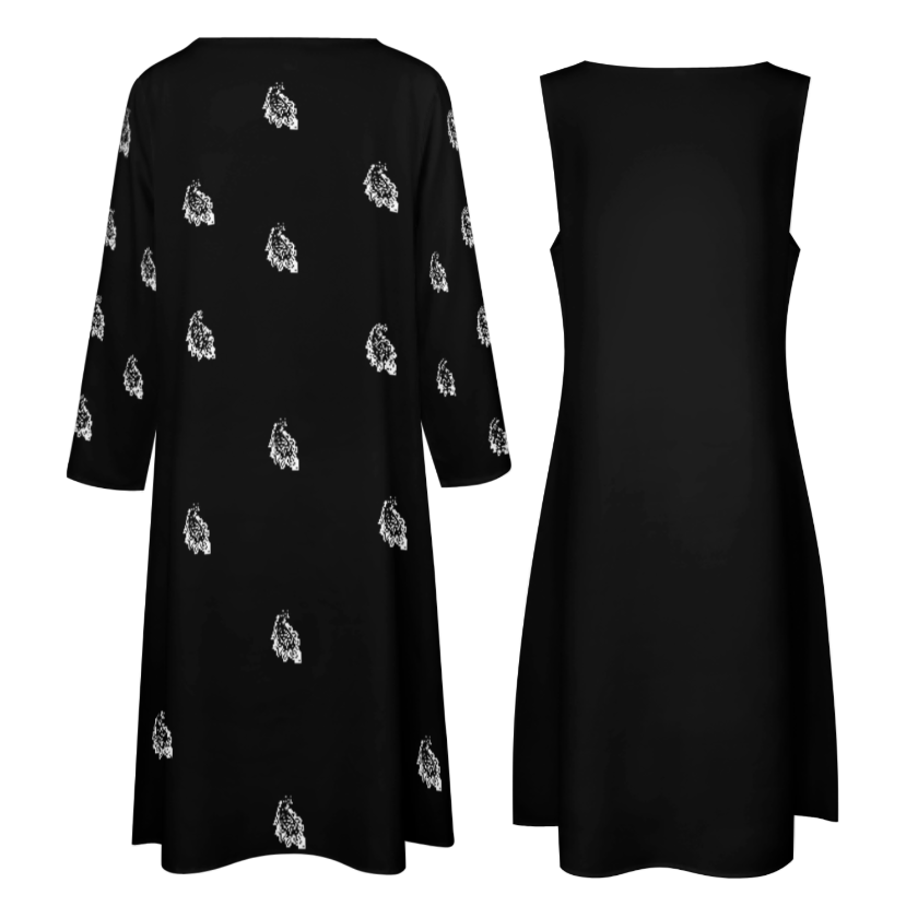 FARSI POETRY LONG DRESS SET WITH CARDIGAN