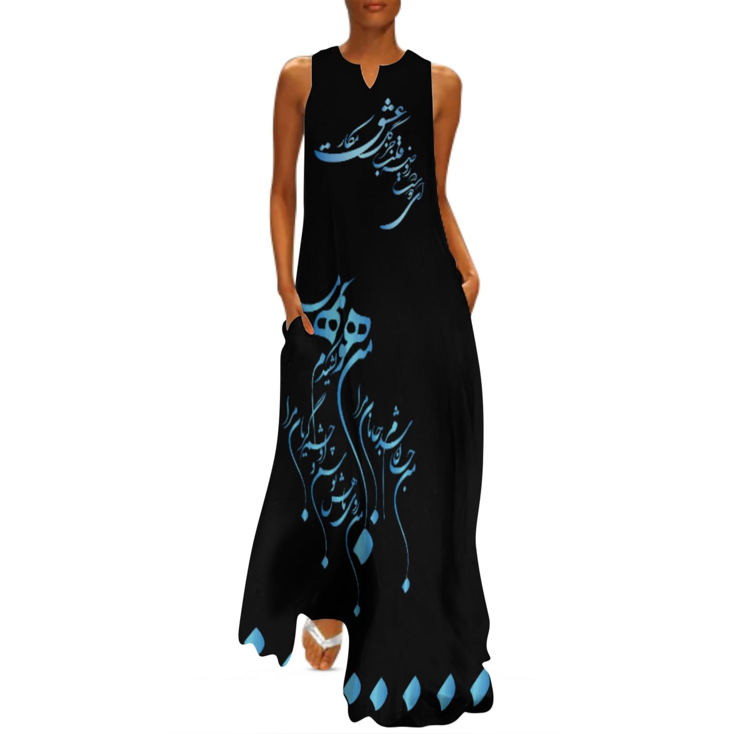 PERSIAN CALLIGRAPHY LOVE MAXI DRESS