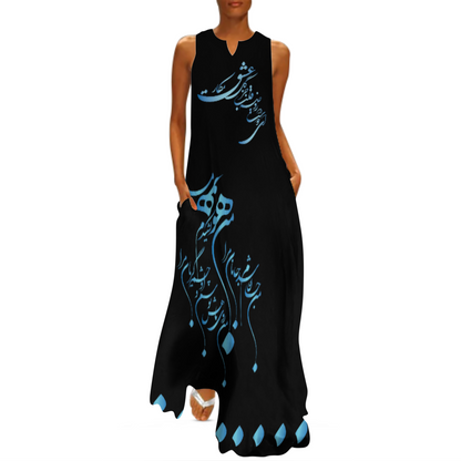PERSIAN CALLIGRAPHY LOVE MAXI DRESS