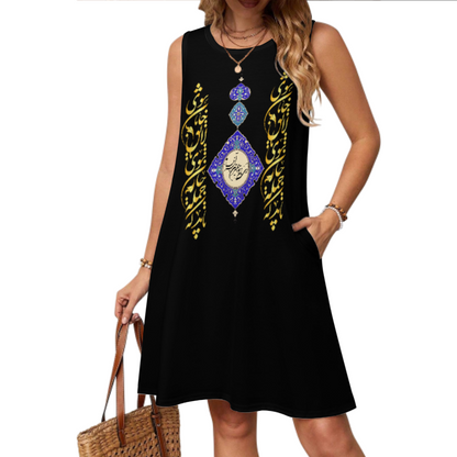 PERSIAN CALLIGRAPHY RUFFLE DRESS