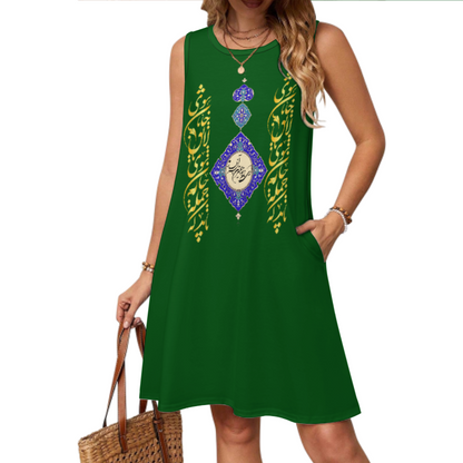 PERSIAN CALLIGRAPHY RUFFLE DRESS