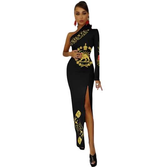 ROBE FENDUE ASYMÉTRIQUE POÉSIE PERSE