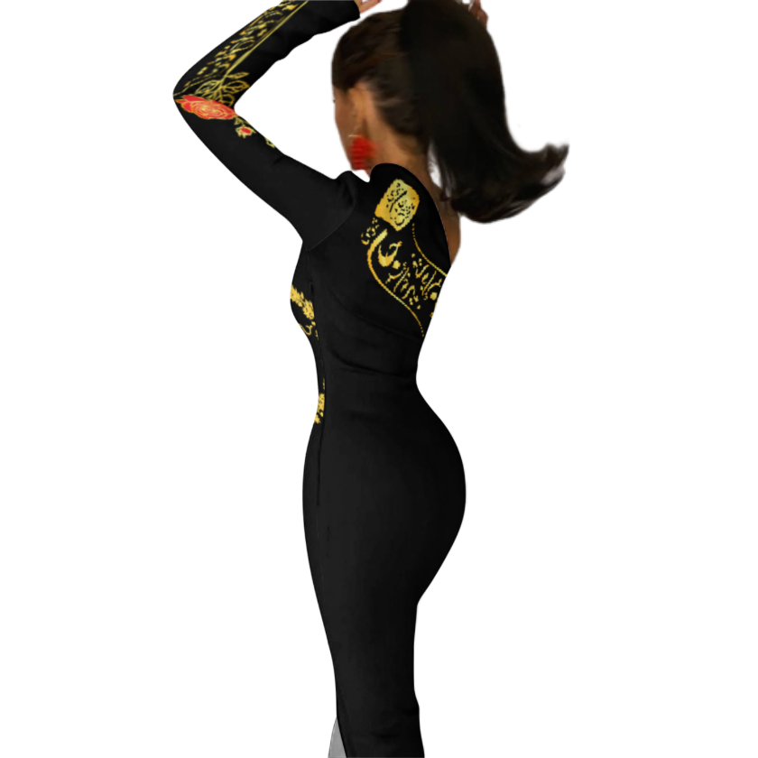 PERSIAN POETRY ONE SHOULDER SPLIT DRESS