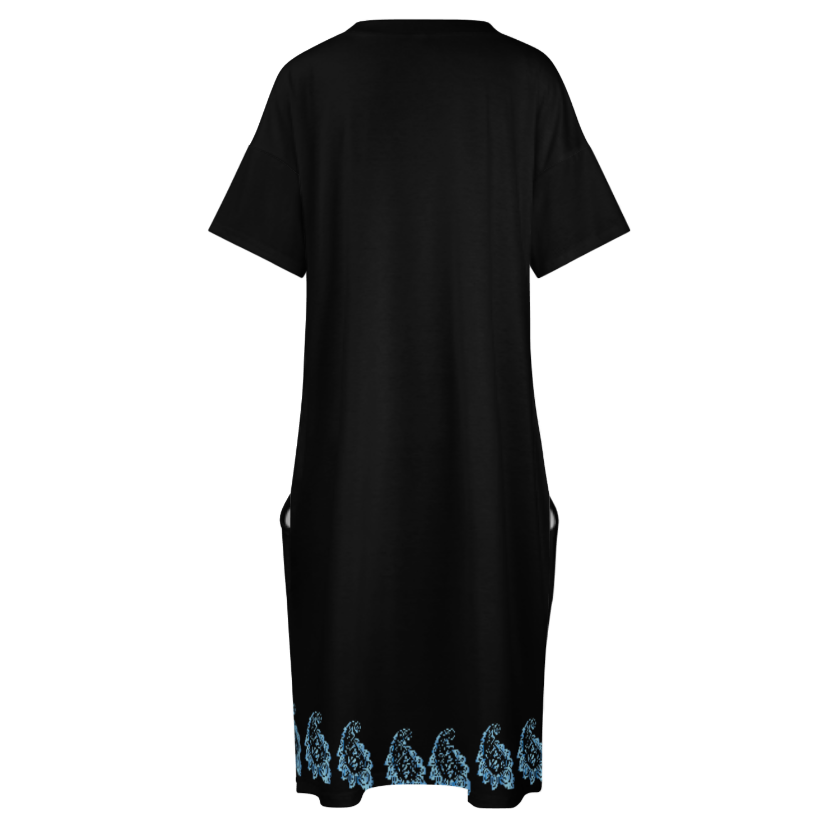 V-NECK BAGGY DRESS WITH POCKET