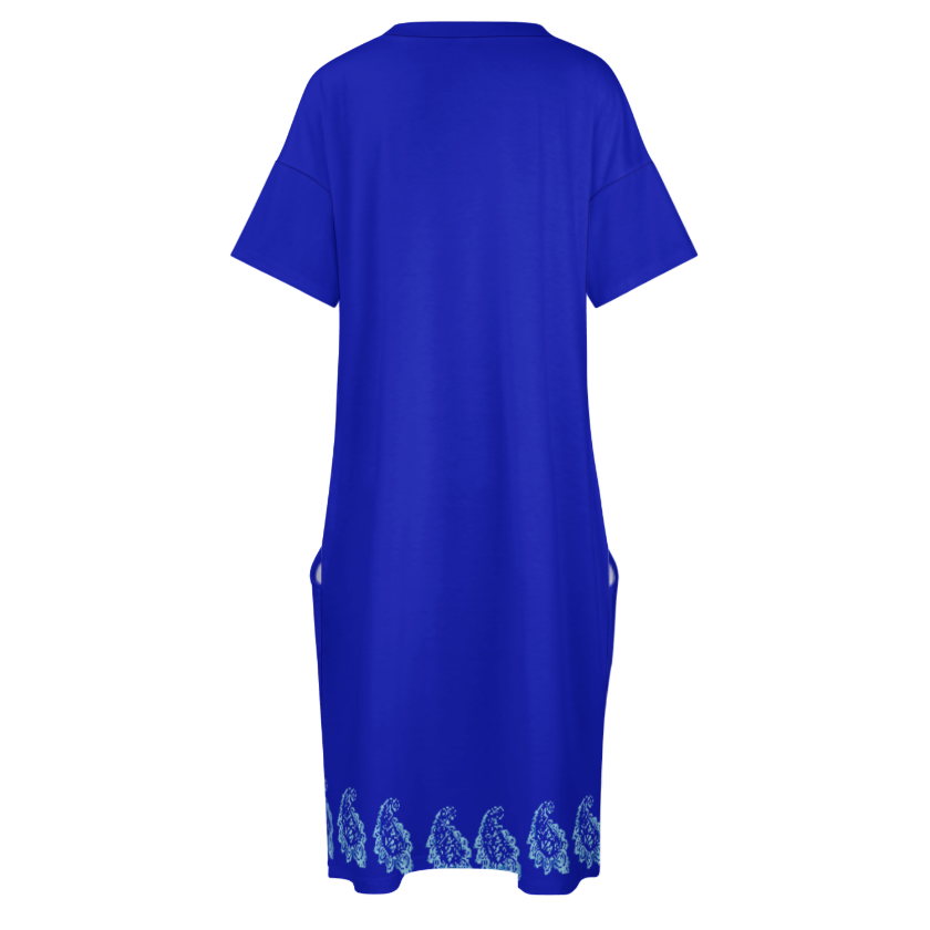 V-NECK BAGGY DRESS WITH POCKET