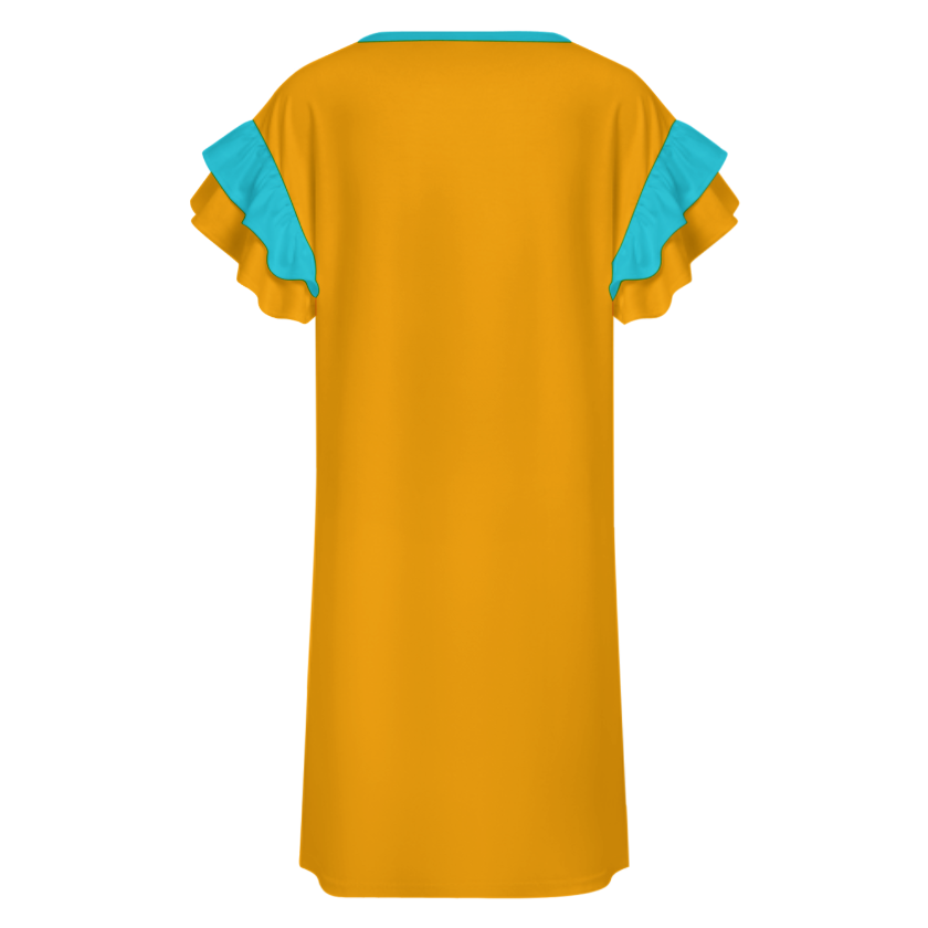 RUMI POETRY RUFFLE SLEEVE DRESS