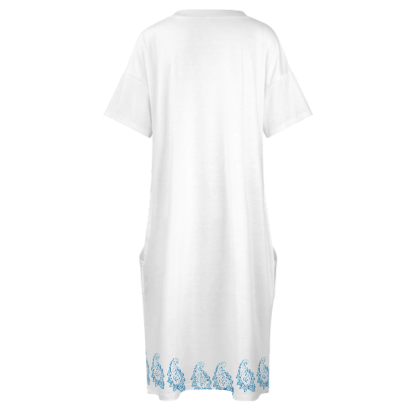 V-NECK BAGGY DRESS WITH POCKET