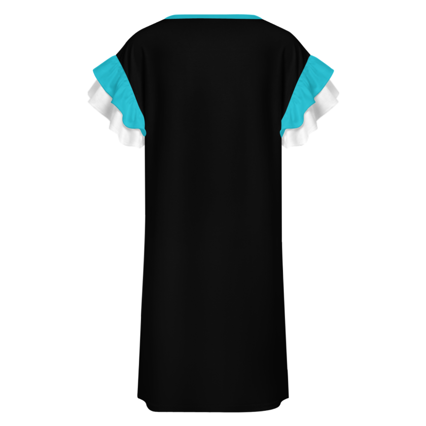 RUMI POETRY RUFFLE SLEEVE DRESS