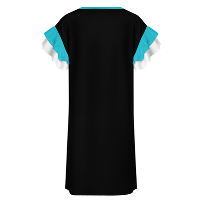 RUMI POETRY RUFFLE SLEEVE DRESS
