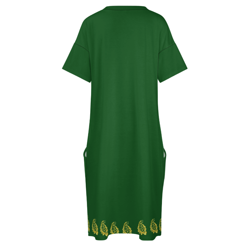 V-NECK BAGGY DRESS WITH POCKET