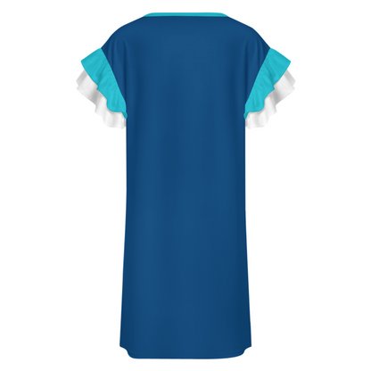 RUMI POETRY RUFFLE SLEEVE DRESS
