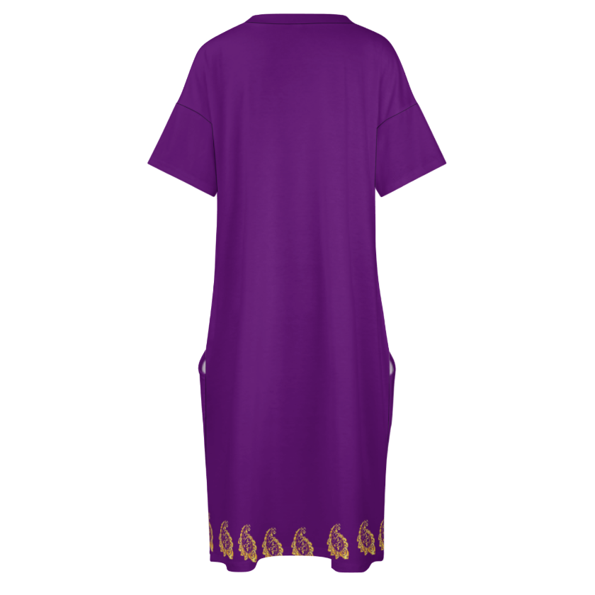 V-NECK BAGGY DRESS WITH POCKET