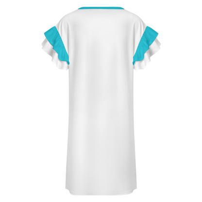 RUMI POETRY RUFFLE SLEEVE DRESS