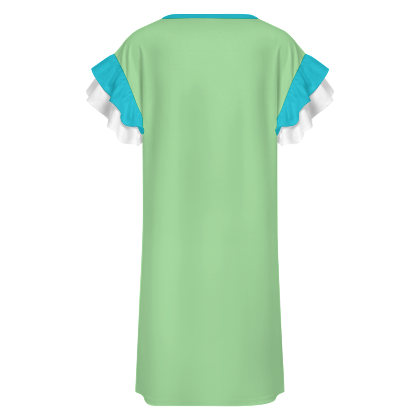 RUMI POETRY RUFFLE SLEEVE DRESS