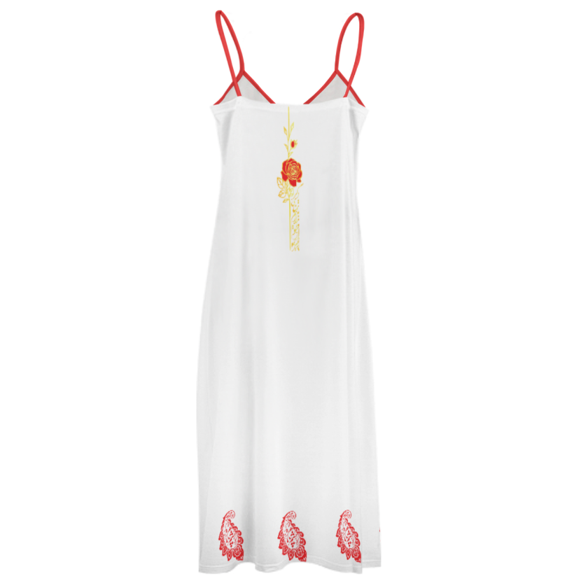 POATRY ANKLE-LENGTH SLIP DRESS