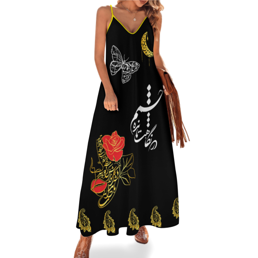 POATRY ANKLE-LENGTH SLIP DRESS