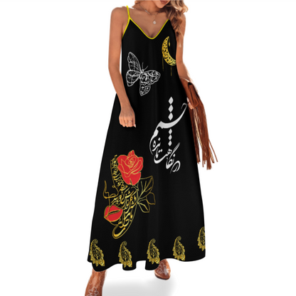 POATRY ANKLE-LENGTH SLIP DRESS