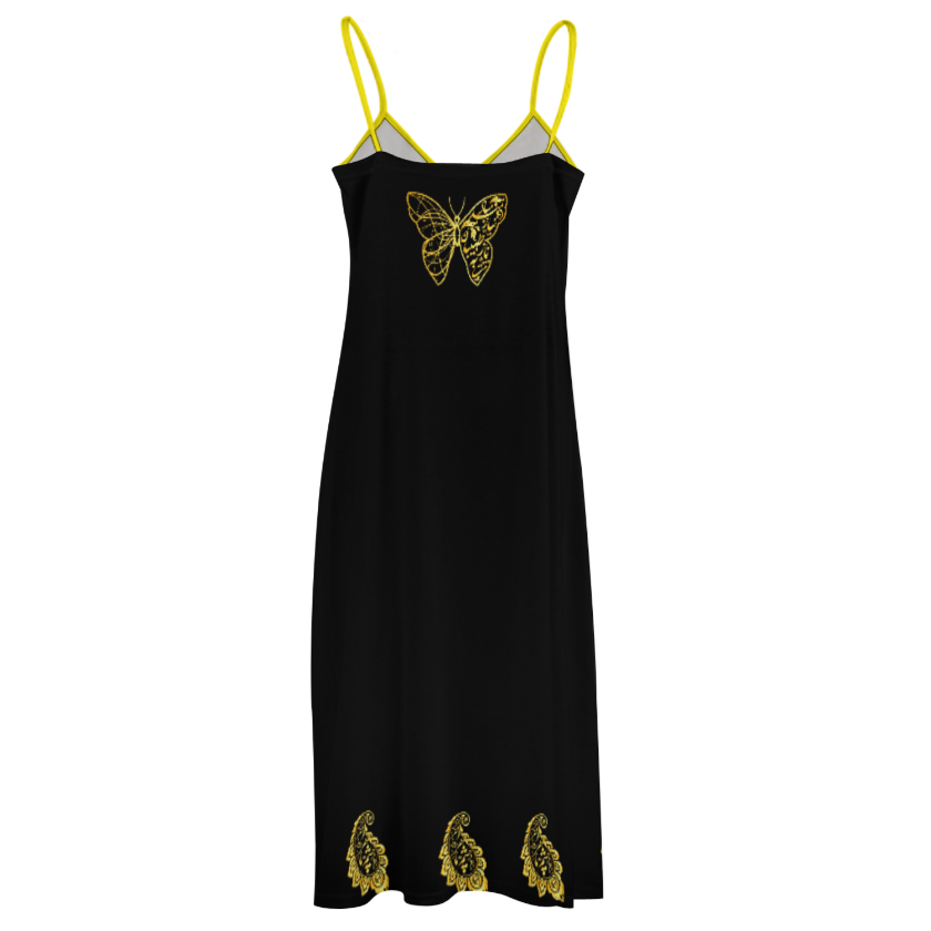POATRY ANKLE-LENGTH SLIP DRESS