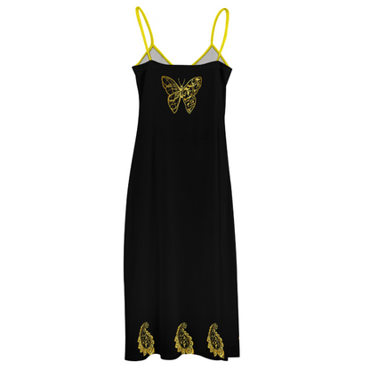 POATRY ANKLE-LENGTH SLIP DRESS