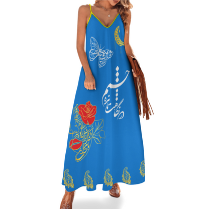 POATRY ANKLE-LENGTH SLIP DRESS