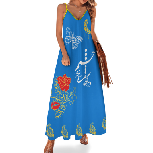 POATRY ANKLE-LENGTH SLIP DRESS