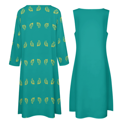 ENSEMBLE ROBE LONGUE DE POÉSIE FARSI AVEC CARDIGAN