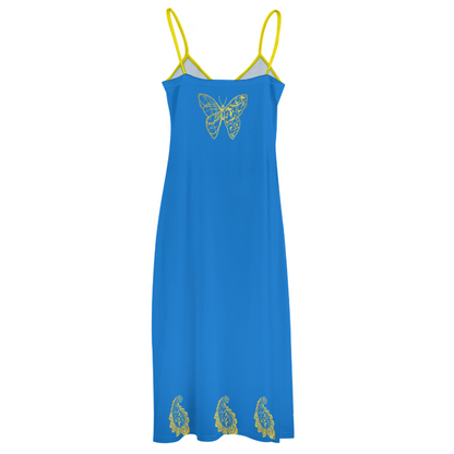 POATRY ANKLE-LENGTH SLIP DRESS